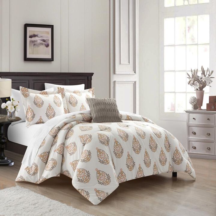 Chic Home Clarissa Comforter Set Floral Medallion Print Design Bed In A Bag Bedding Cream