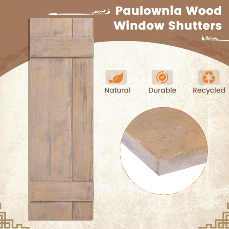 Hivvago 36 x 11 Inch Farmhouse Paulownia Wood Window Shutters Set of 2 for Windows