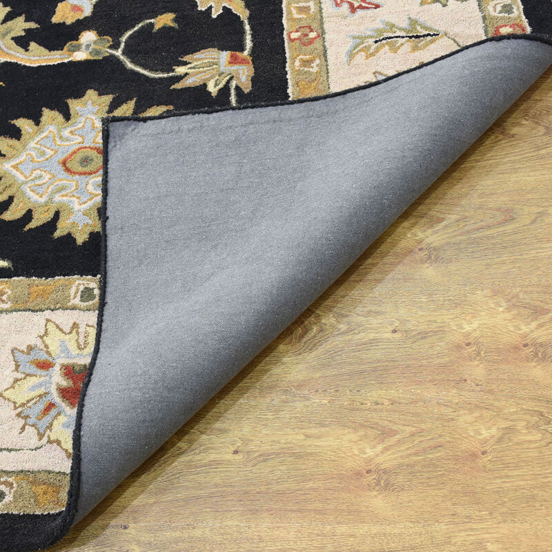 RUGSOTIC CARPETS HAND TUFTED WOOL ECO-FRIENDLY AREA RUGS  - 10'x13', Rectangle Shape, Black Beige, Classic Oriental Traditional  Design, High Pile Thick Handmade Anti Skid Area Rugs (K00106)