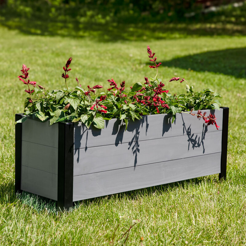 Acacia Wood Planter Box with Removable Planter Bag