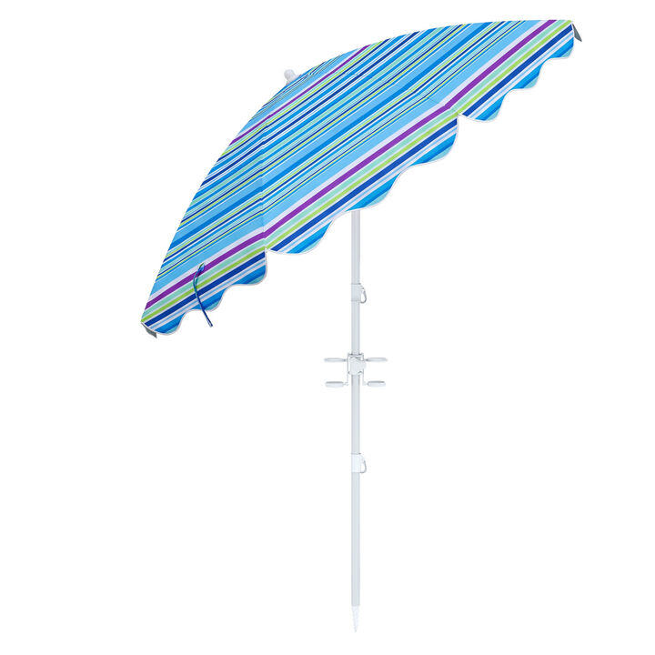 Outdoor 6.5 FT Beach Umbrella UPF 50+ with Sand Anchor for Beach Pool Patio
