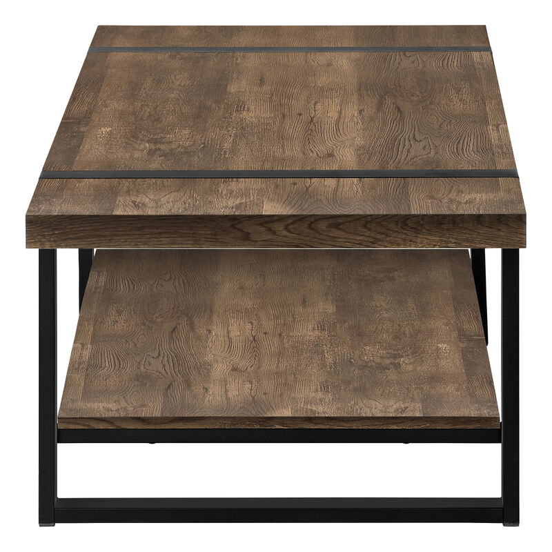 Monarch Specialties I 2850 Coffee Table, Accent, Cocktail, Rectangular, Living Room, 48"L, Metal, Laminate, Brown, Black, Contemporary, Modern