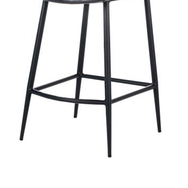 Isha Counter Stool Chair Set of 2, Gray Goat Leather, Black Iron