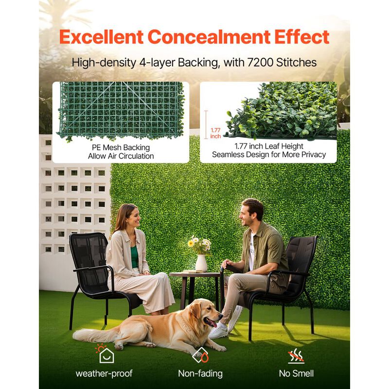 Milan Artificial Grass Wall Panels Boxwood Privacy Hedge for Garden Fence and Wall Decor-Green image number 7