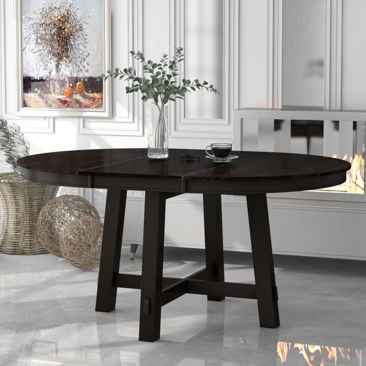 Hoswos Farmhouse Extendable Round Dining Table