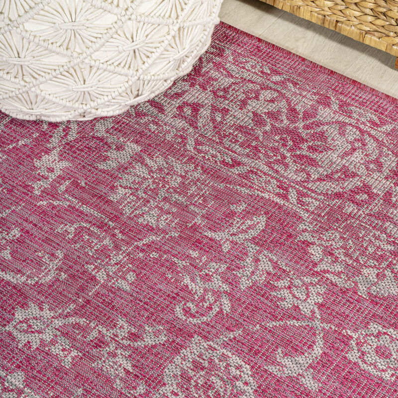 Tela Bohemian Textured Weave Floral Area Rug