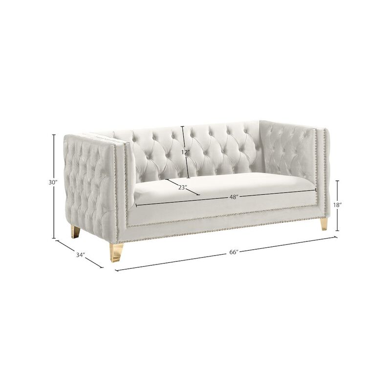 Meridian Furniture Michelle Cream Velvet Loveseat