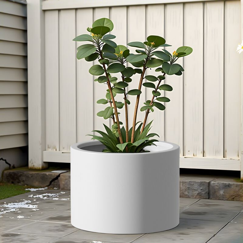 Heavy Duty Corten Steel Round Raised Garden Bed Kit, White Metal Planter Box