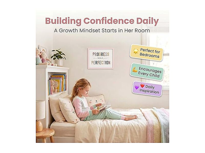Classroom Signs Wall Art Progress Over Perfection Growth Mindset Poster Kids image number 2