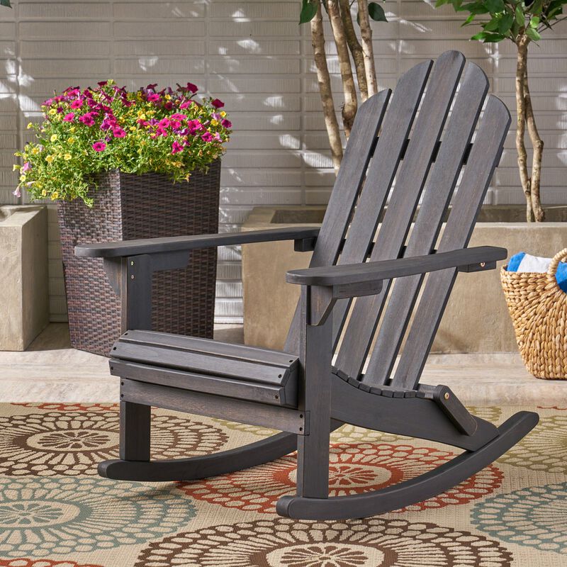 Hivvago Classic Wooden Adirondack Rocking Chair image number 7