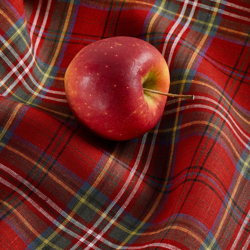 Solino Home 100% Pure Linen Table Throw - Classic Tartan Plaid
