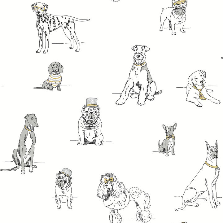 Dog's Life Silver & Gold Peel & Stick Wallpaper