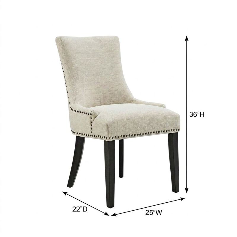 Fabric Upholstered Parsons Dining Side Chairs, Beige, Set of 2 image number 3