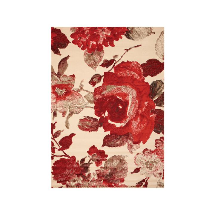 Novelle Home Functional Style Cream Red Vintage Pattern Rug, 5'3 x 7'4, 5'3 x 7'4