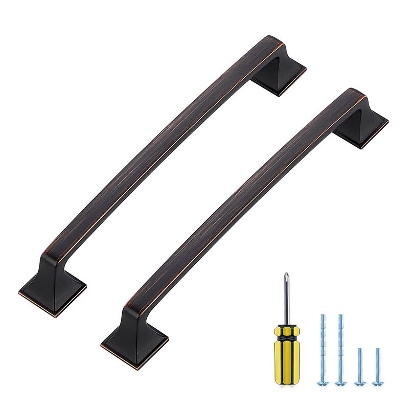 5 Pack Kitchen Cabinet Handles 6-1/4 Inch Hole Center Oil Rubbed Bronze Cabinet Pulls Solid Drawer Pulls for Kitchen Cabinet Doo