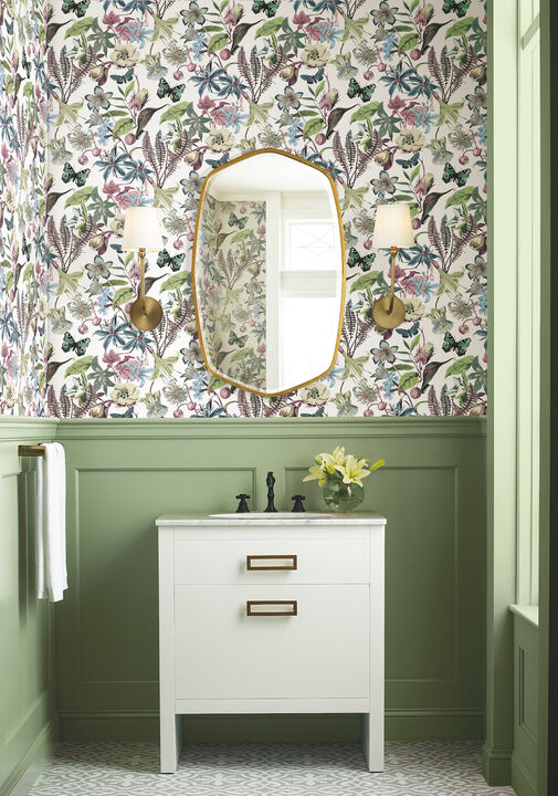 Butterfly House White & Fuchsia Wallpaper (Set of 2)