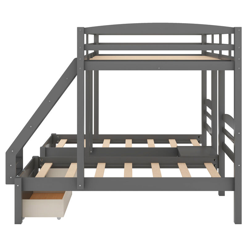 Whisen Full over Twin Twin Bunk Bed with Drawers, Pine, for Kids Teens Bedroom image number 8