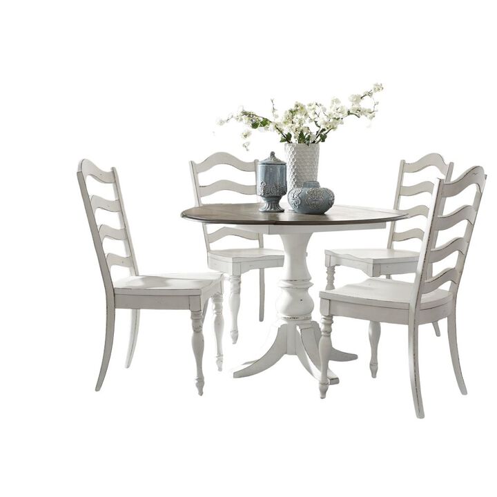 Liberty Furniture 5 Piece Drop Leaf Table Dining Room Set with 4 Ladder Back Side Chairs