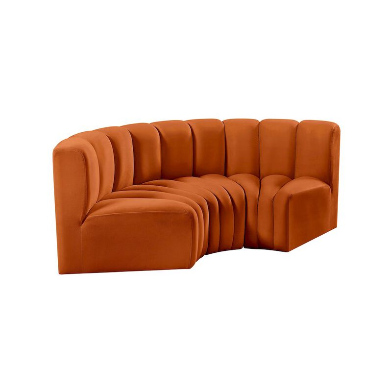 Meridian Furniture Arc Cognac Velvet Modular Sofa