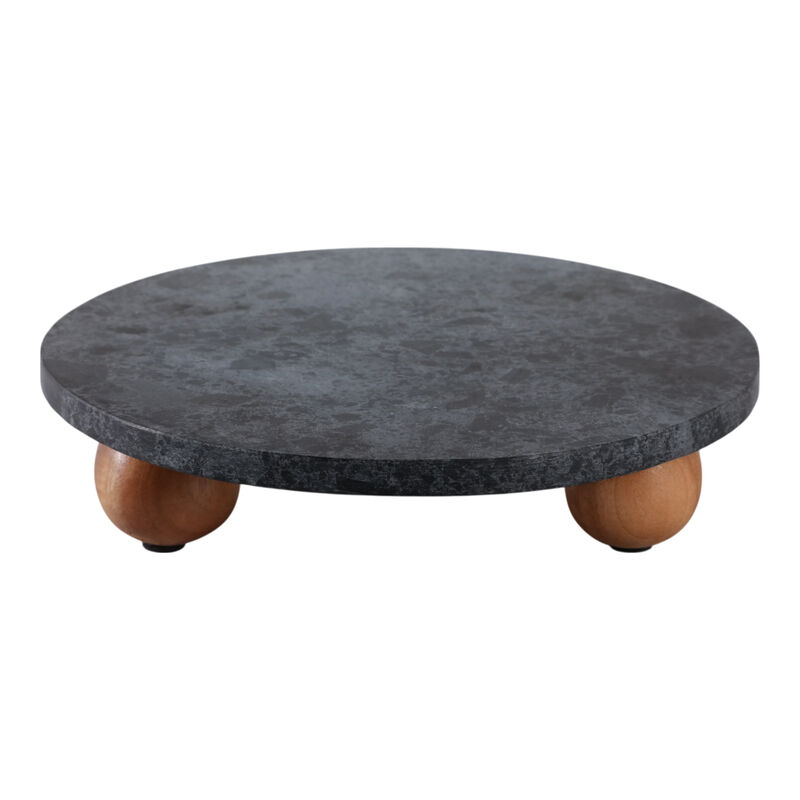 10" Marble Round Tray, Black image number 0