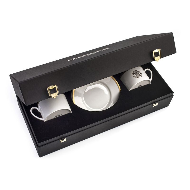Tea Cup & Saucer SILK Set of 2 in Luxury Box Gold diam. 3.3", H 2.3", cap. 7.5 oz, Saucer diam. 6" image number 0