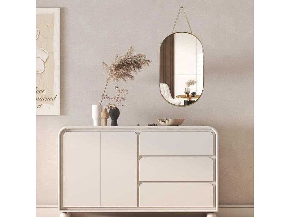 Gold Oval Wall Mirror 23x9 Inch Decorative Mirror for Bathroom Bedroom Home