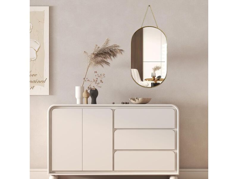 Gold Oval Wall Mirror 23x9 Inch Decorative Mirror for Bathroom Bedroom Home image number 1