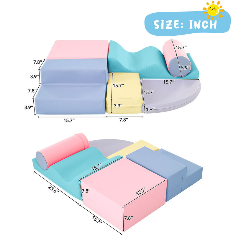 Merax Soft Climb and Crawl Foam Kids Playset 6 in 1