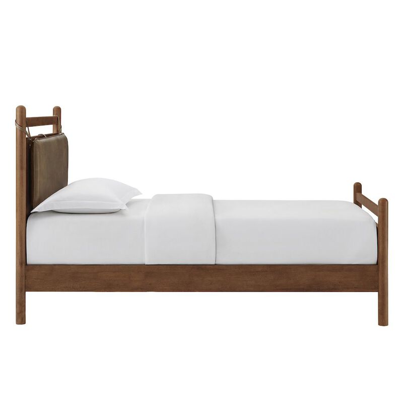 Leni Twin Size Vegan Leather and Wood Platform Bed Frame image number 5