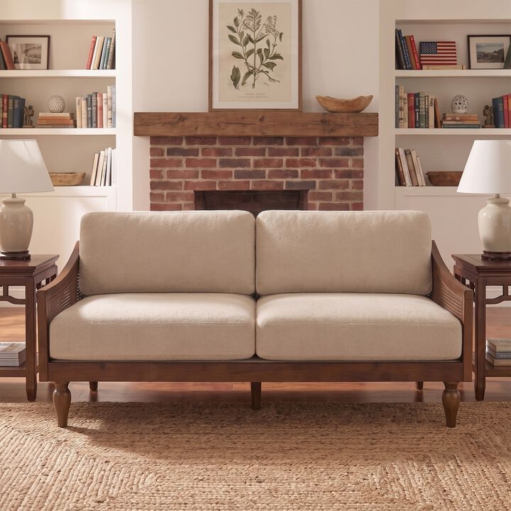 Zepcol Farmhouse Rubberwood Rattan Loveseat