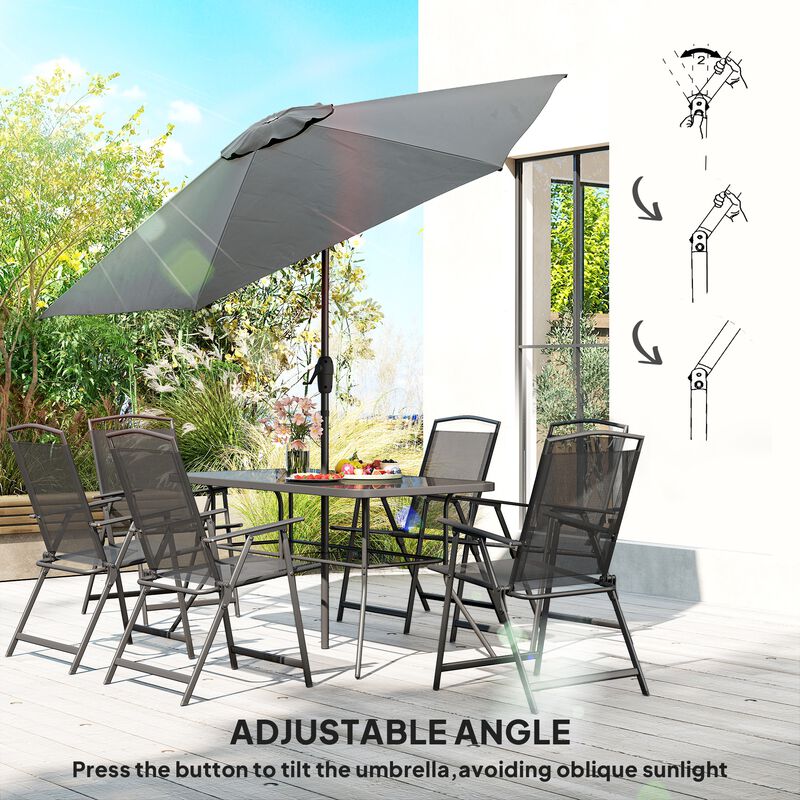 Hivvago Patio Furniture Set with Umbrella and Mesh Chairs image number 5