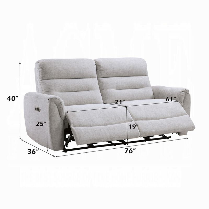 Tres Power Motion Recliner Sofa with USB Port, 2 Seater, Gray Chenille image number 5