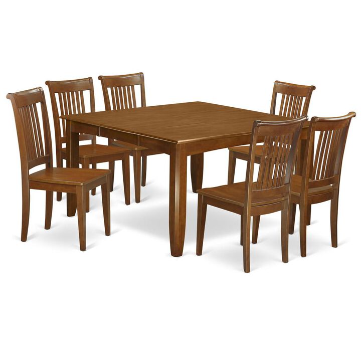 7 Pc Dining set-Table with Leaf and 6 Dinette Chairs