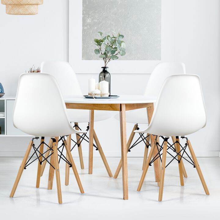 4 Pieces Modern Armless Dining Chair Set with Wood Legs