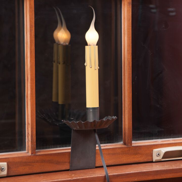 Raised Crimped Window Sill Accent Lamp 10in Kettle Black Metal Indoor Corded