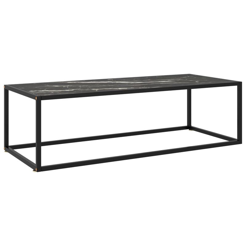 vidaXL Coffee Table Black with Black Marble Glass 47.2x19.7x13.8
