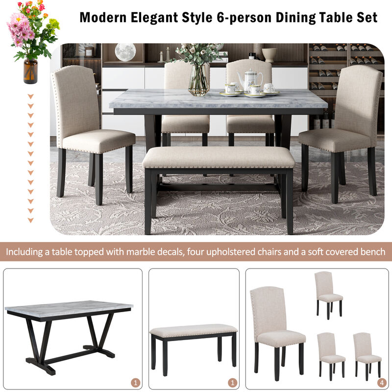 Modern Style 6-piece Dining Set
