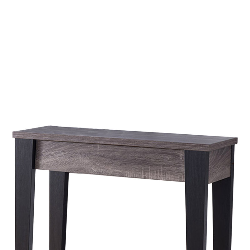 Wooden Console Table With Bottom Shelf, Black And Gray