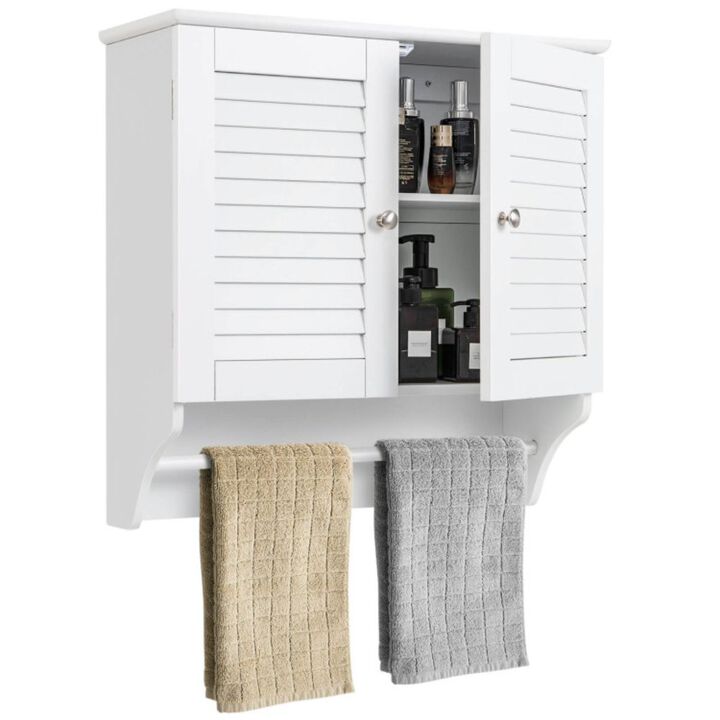 Hivago Bathroom Medicine Cabinet with Height Adjustable Shelf and Towels Bar