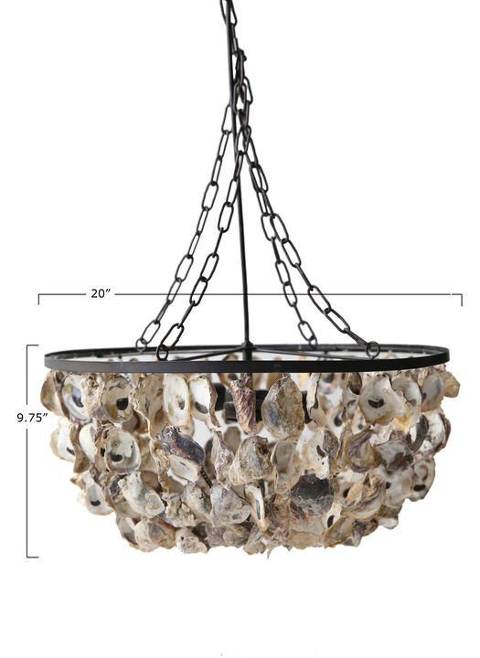 Metal and Draped Oyster Shell Chandelier, Multicolor