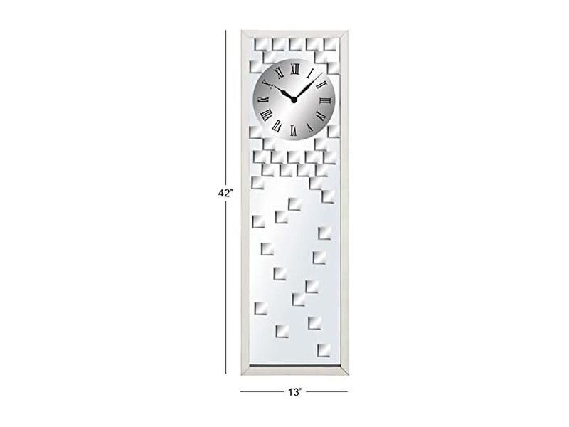 Deco Glass Beveled Mirrored Silver Wall Clock 13 Inch Home Decor image number 2