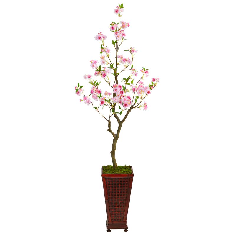 HomPlanti 5 Feet Cherry Blossom Artificial Tree in Decorative Planter