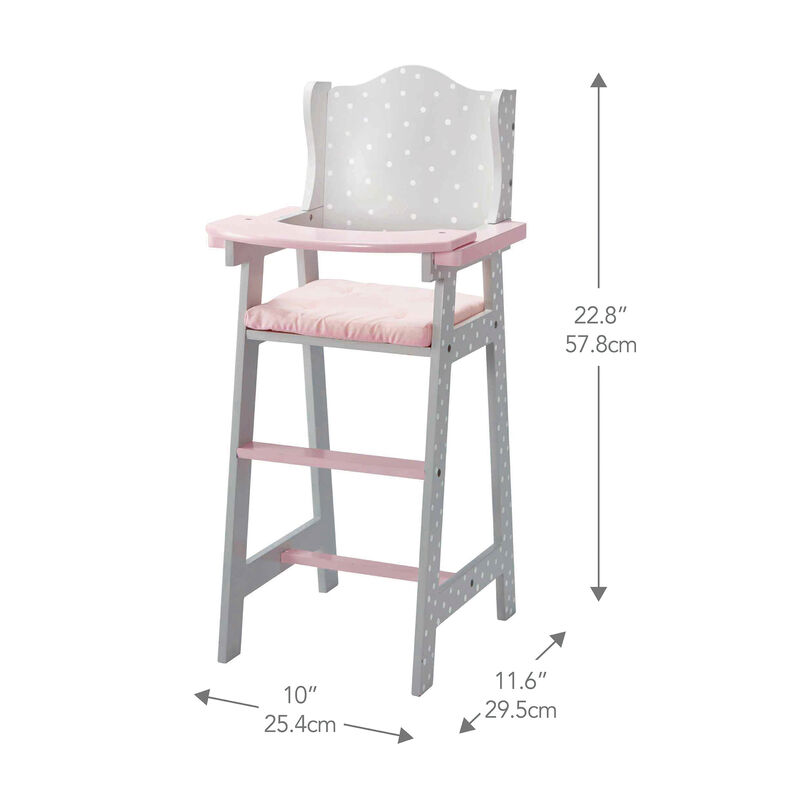 Olivia's Little World Princess Polka Dot Baby Doll High Chair Gray image number 5