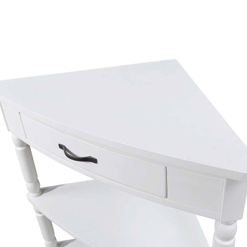 Mondawe 33.8-Inch Small Triangular Table, Small Space/Living Room 3-Layer Solid Wood Edge Table