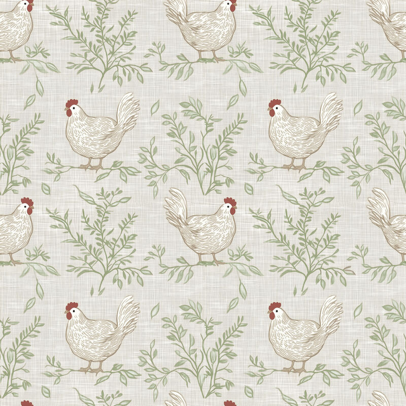 Cluckingham Toile Peel and Stick Wallpaper image number 0