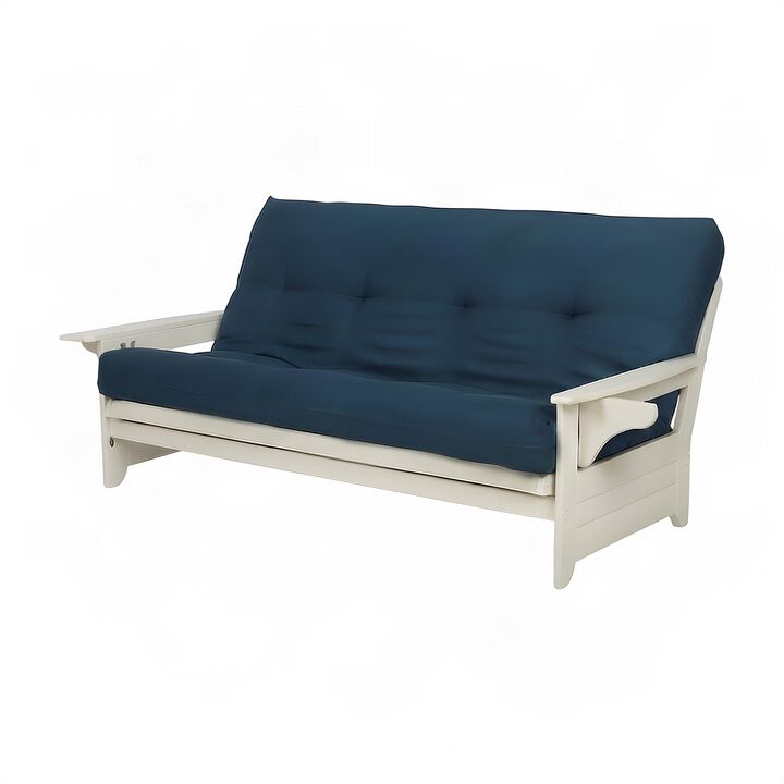 Phoenix Frame-Antique White Finish-Suede Navy Mattress