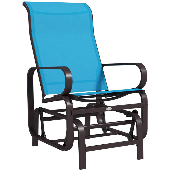 Outdoor Patio Gliding Chair, Swing Rocker Sling Fabric, Porch Deck Garden Blue