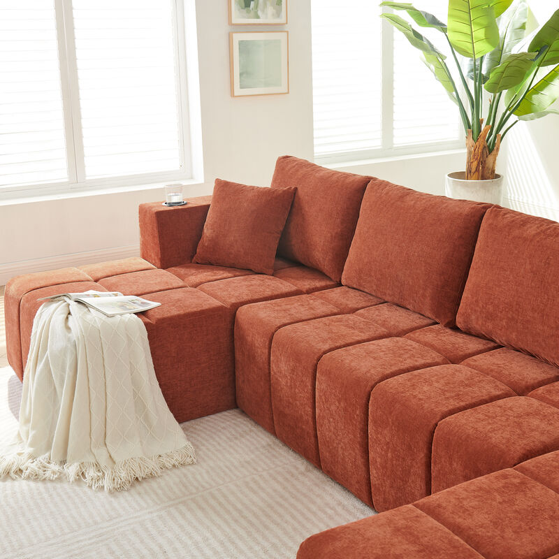 Feslud U-Shaped Chenille Sectional Sofa image number 4