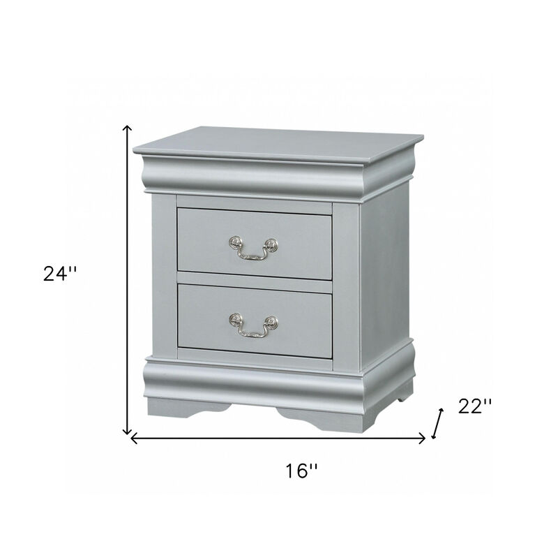 Mirrored Platinum 2-Drawer Nightstand &ndash; Glam Bedroom Furniture