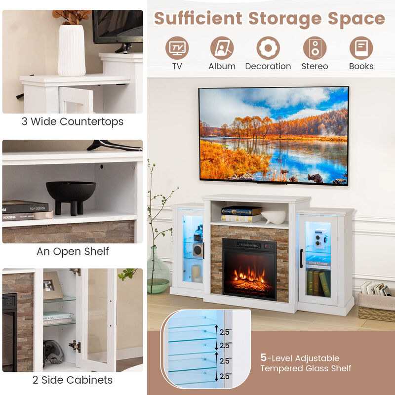 LED Fireplace TV Stand with 16-Color Lights for TVs